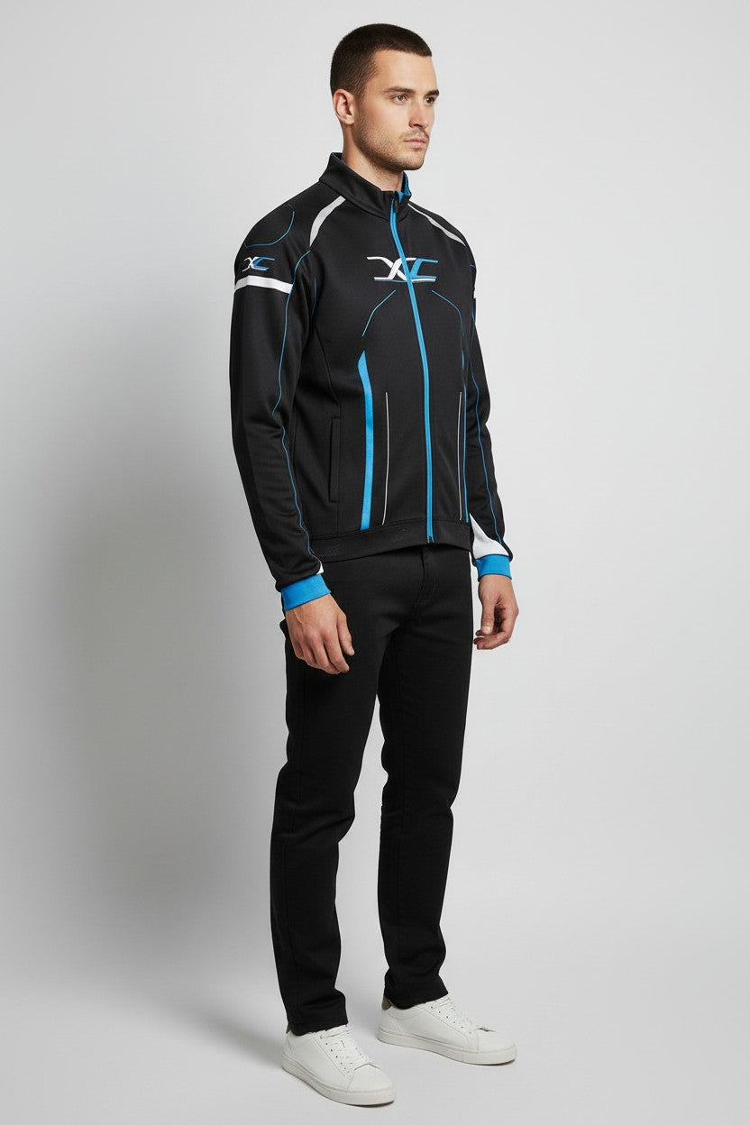 BTWIN Herren Trainingsjacke Schwarz Blau Größe L