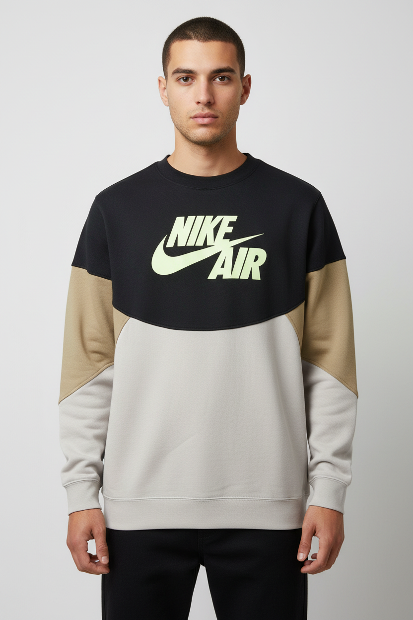 Nike Air Herren Sweatshirt Schwarz Beige Mehrfarbig Größe M