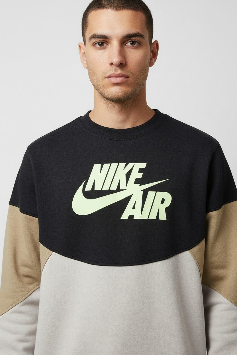 Nike Air Herren Sweatshirt Schwarz Beige Mehrfarbig Größe M