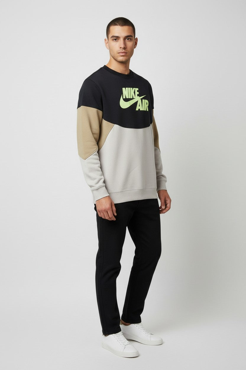 Nike Air Herren Sweatshirt Schwarz Beige Mehrfarbig Größe M