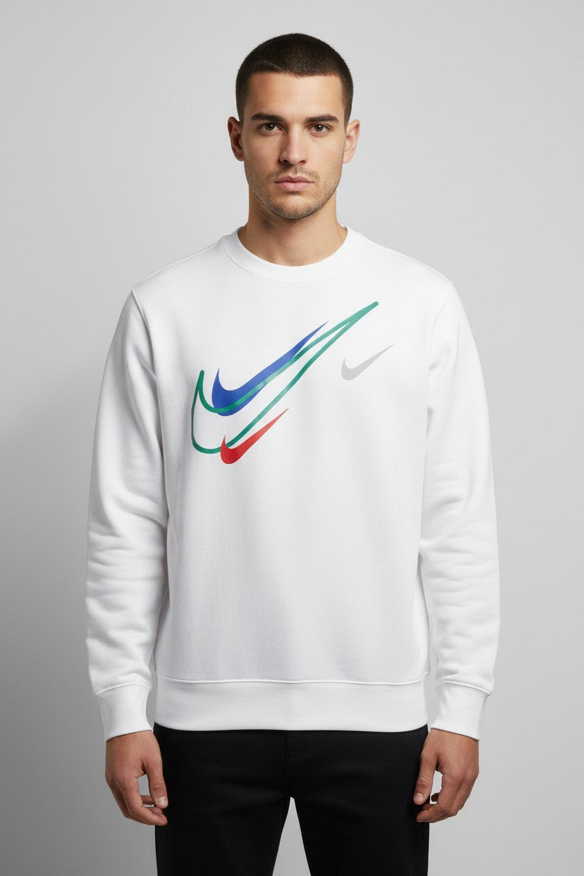 Nike Herren Sweatshirt Weiß Mehrfarbig Größe XL