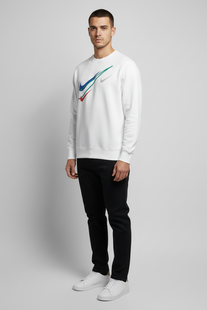 Nike Herren Sweatshirt Weiß Mehrfarbig Größe XL
