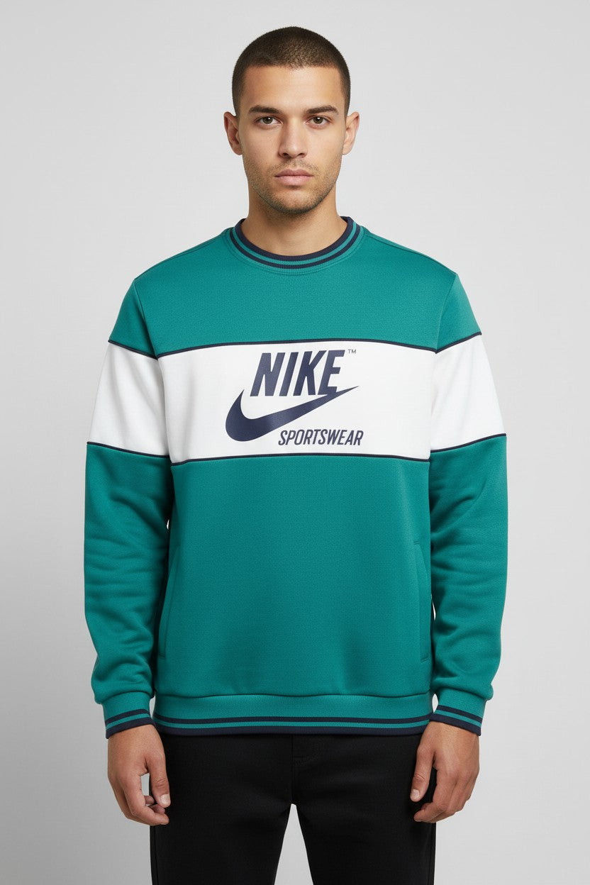 Nike Sportswear Herren Sweatshirt Grün Weiß Mehrfarbig Größe M