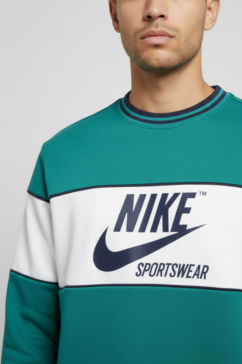 Nike Sportswear Herren Sweatshirt Grün Weiß Mehrfarbig Größe M