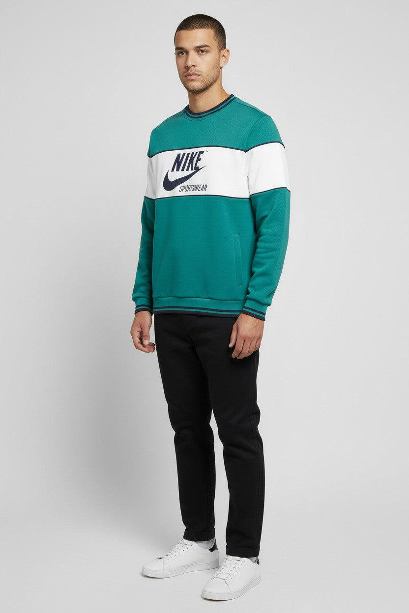 Nike Sportswear Herren Sweatshirt Grün Weiß Mehrfarbig Größe M