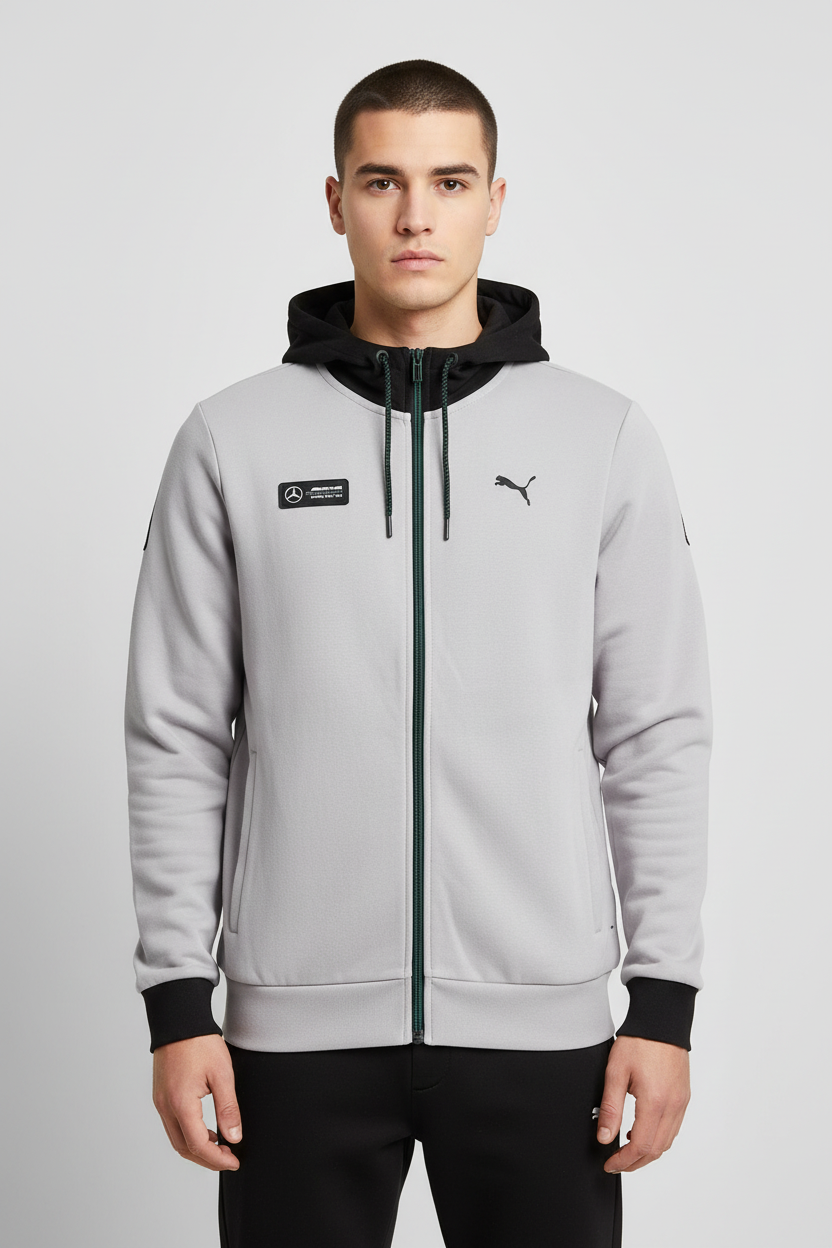 Puma Mercedes-Amg Petronas Herren Kapuzenpullover Grau Schwarz Größe L