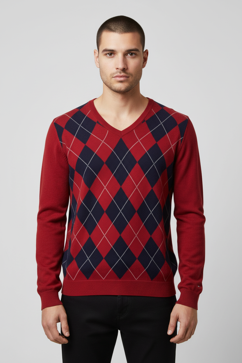 Tommy Hilfiger Herren Pullover Rot Blau Größe S
