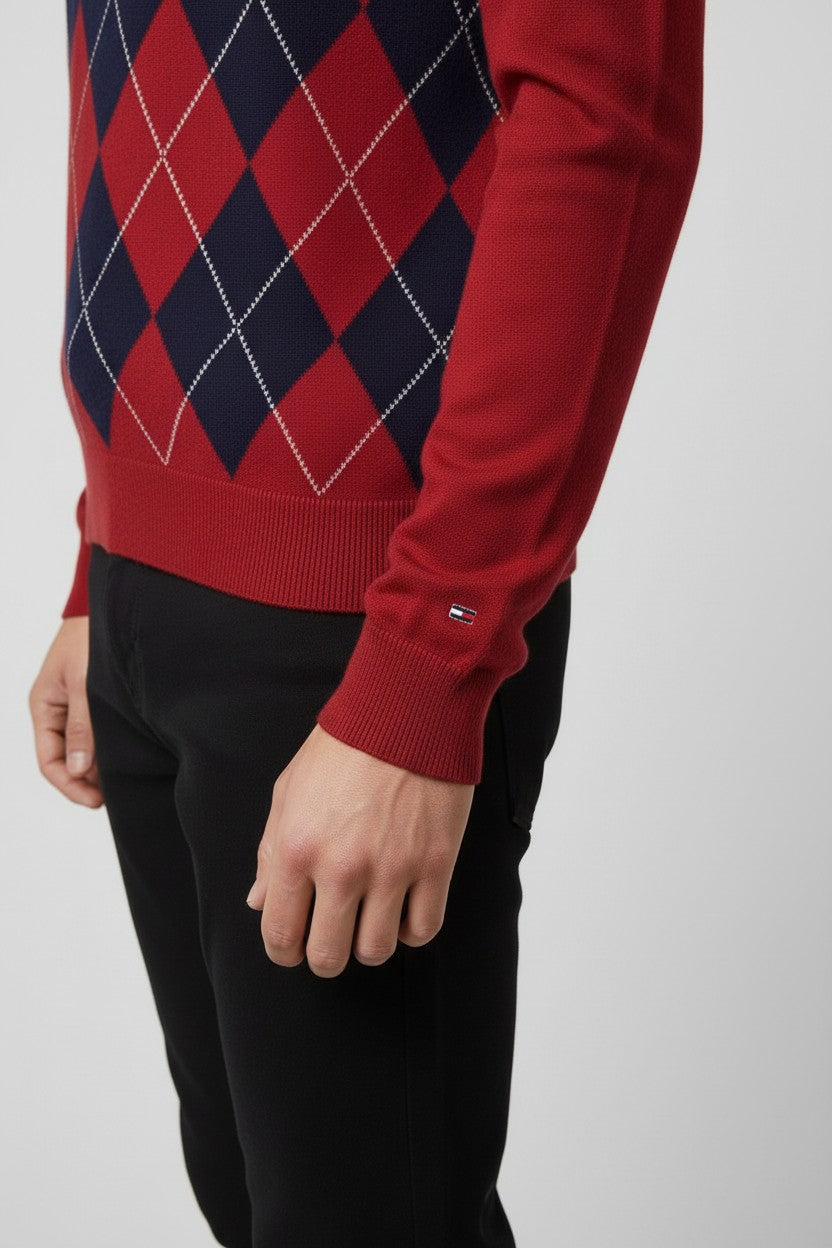 Tommy Hilfiger Herren Pullover Rot Blau Größe S