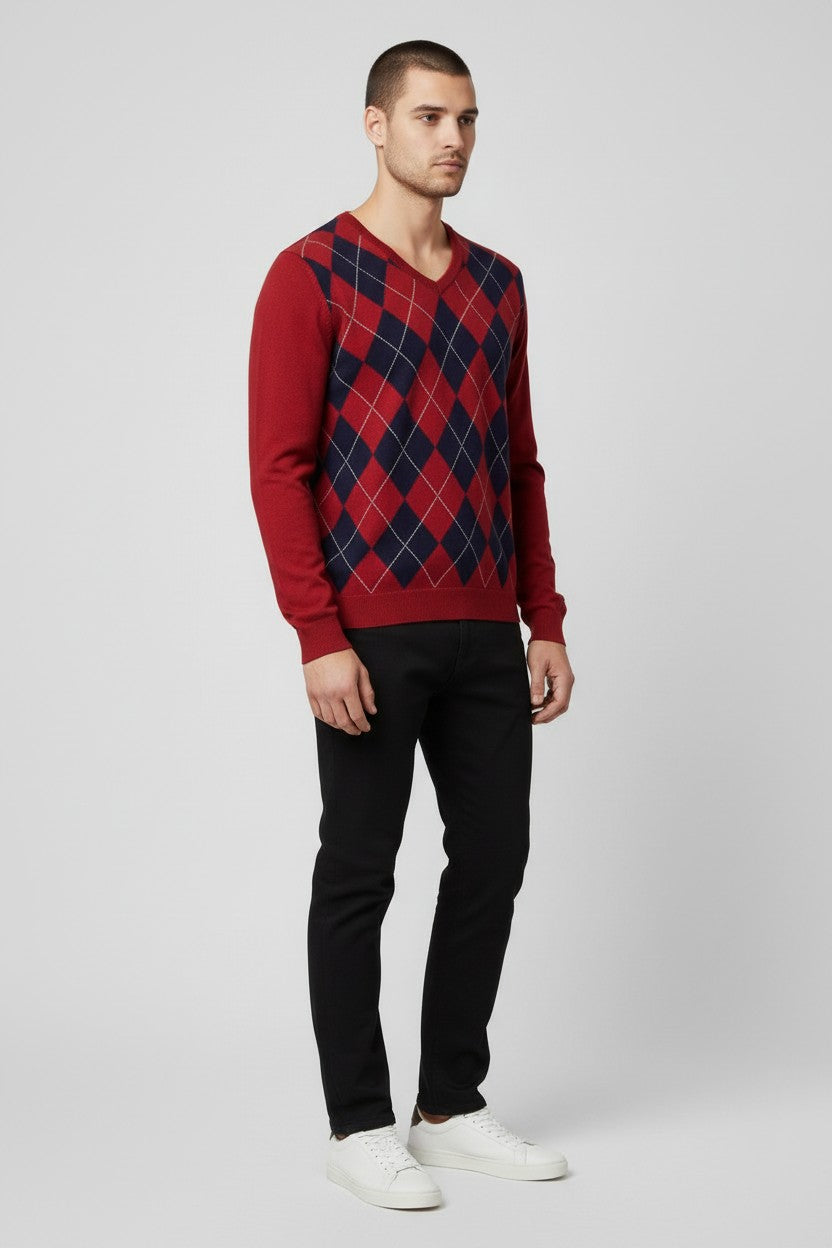 Tommy Hilfiger Herren Pullover Rot Blau Größe S
