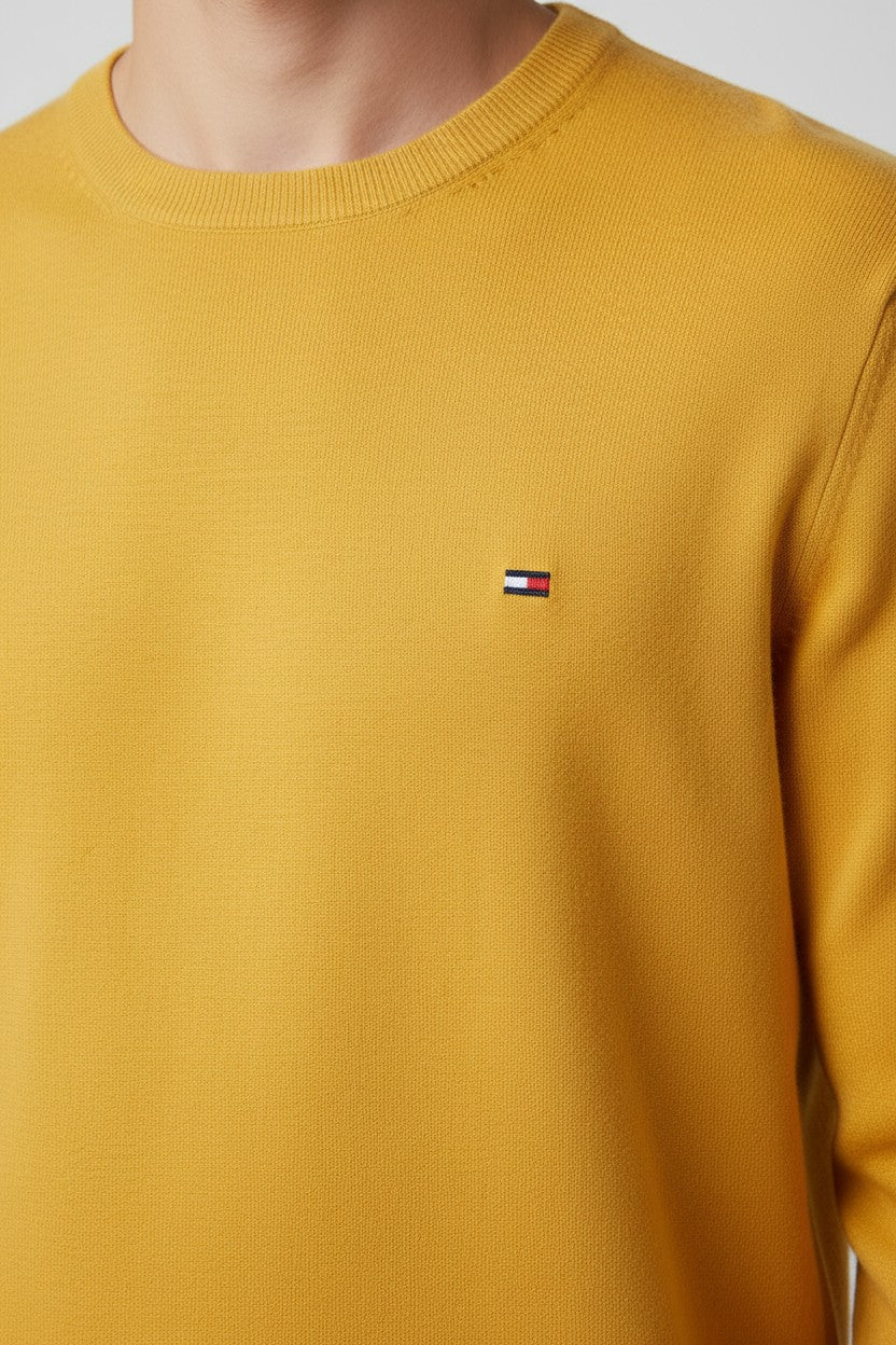 Tommy Hilfiger Herren Strickpullover Gelb Größe M