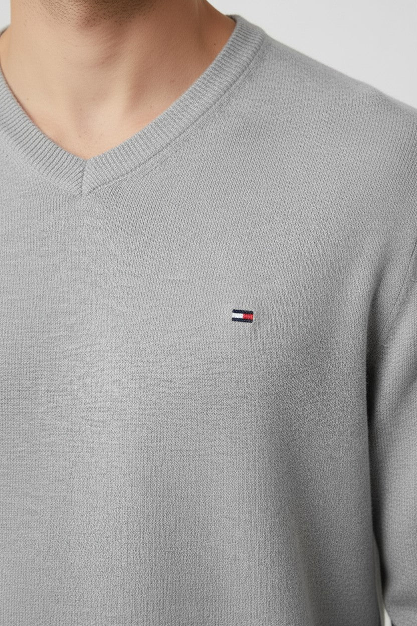 Tommy Hilfiger Premium Cotton Herren Pullover Grau Größe XL
