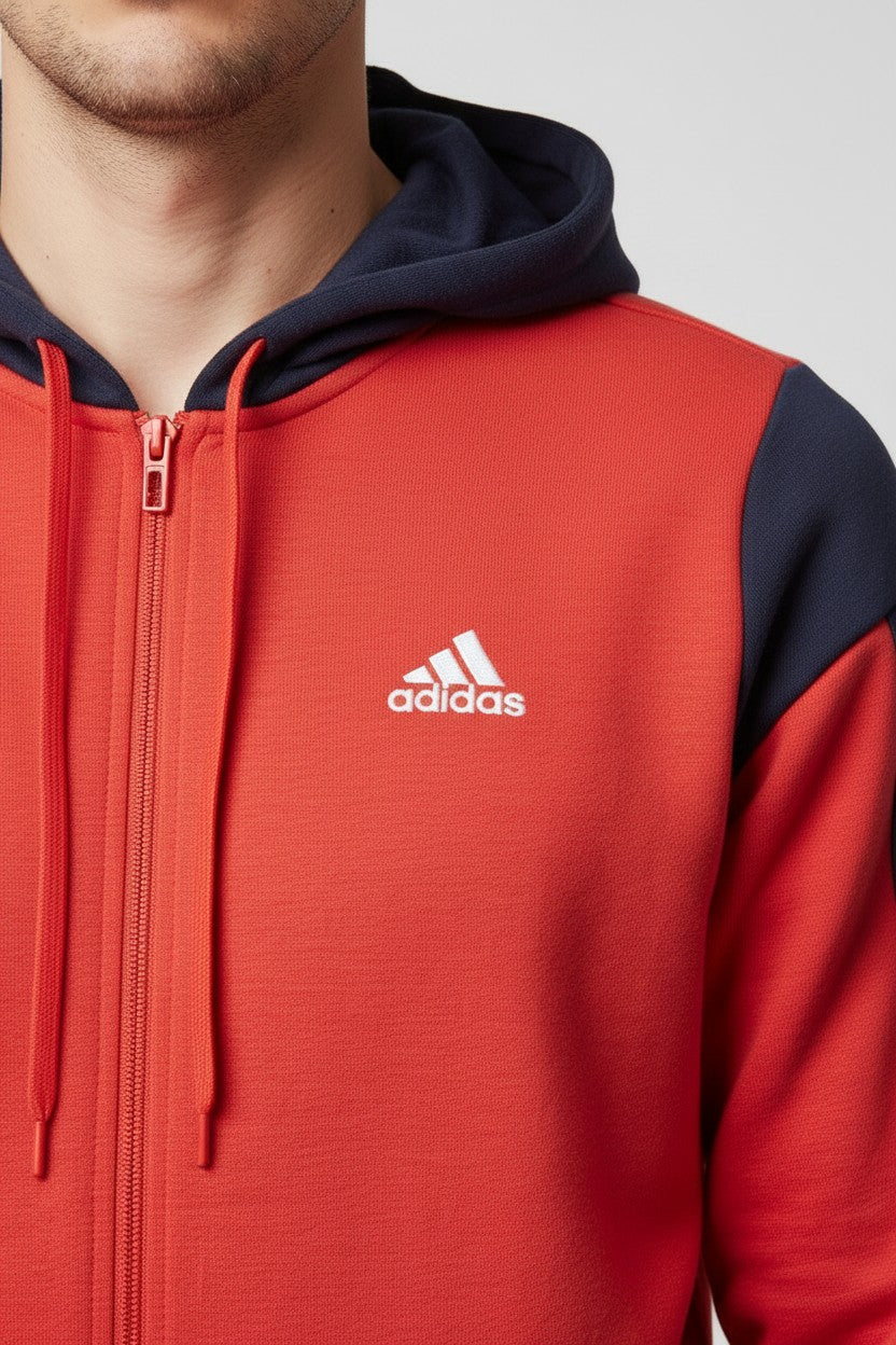 Adidas Herren Kapuzenpullover Rot Blau Größe M