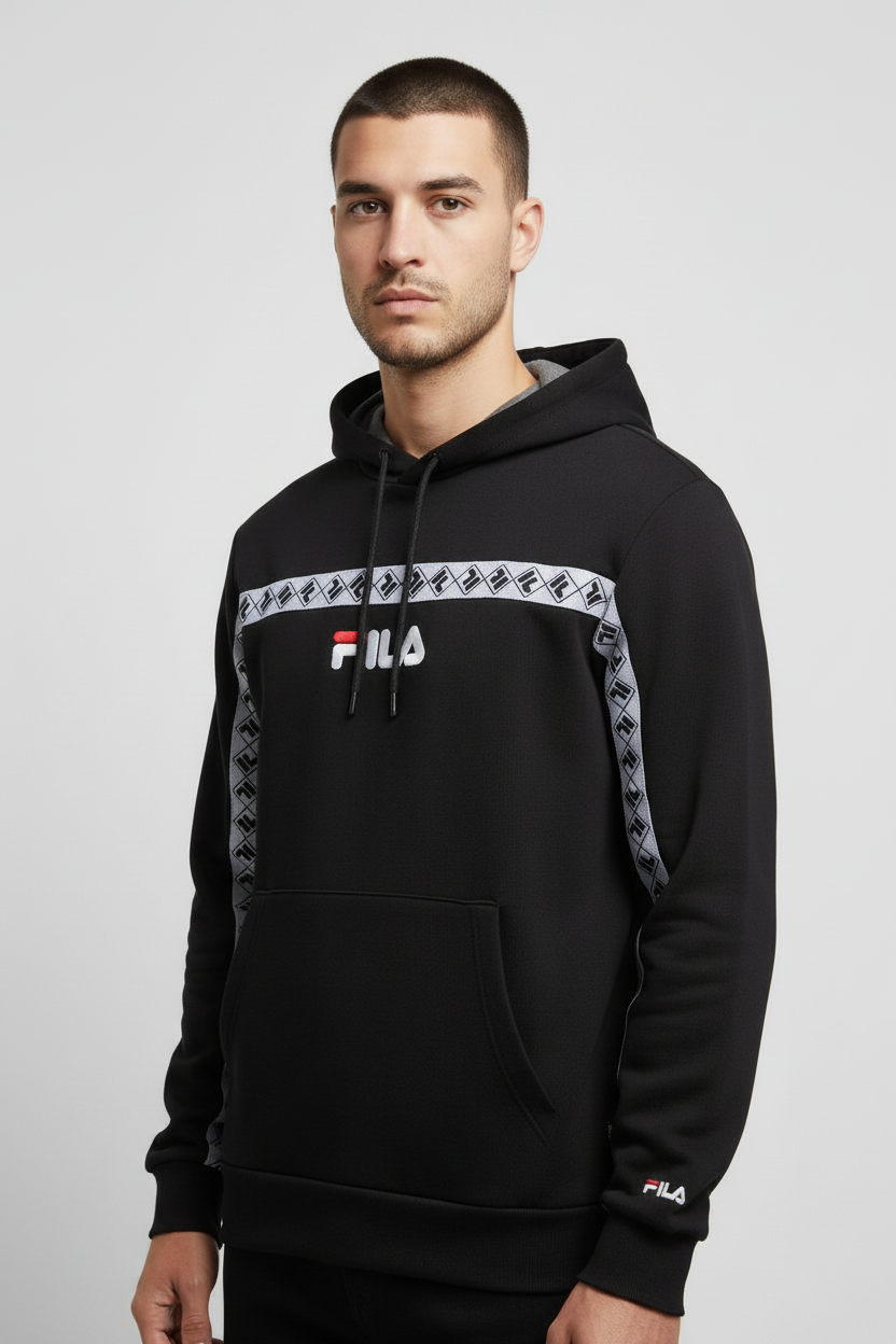 Fila Herren Kapuzenpullover Schwarz Weiß Rot Größe M