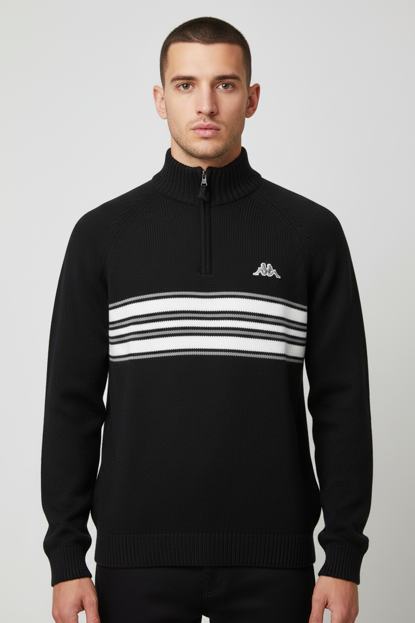 Kappa Herren Strickpullover Schwarz Weiß Größe XL