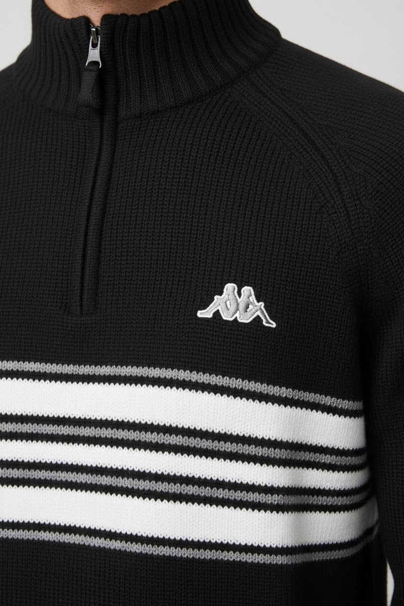 Kappa Herren Strickpullover Schwarz Weiß Größe XL