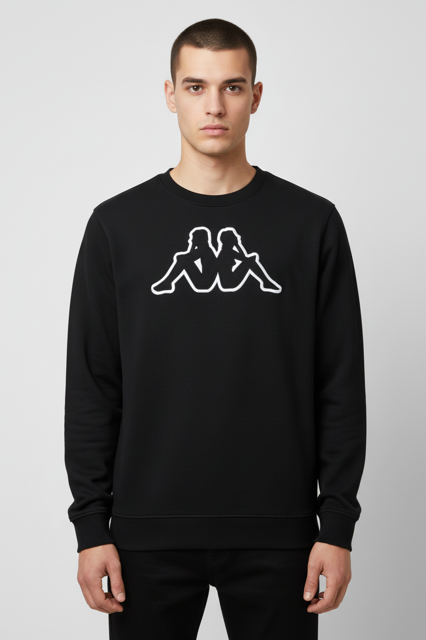 Kappa Herren Sweatshirt Schwarz Größe XL