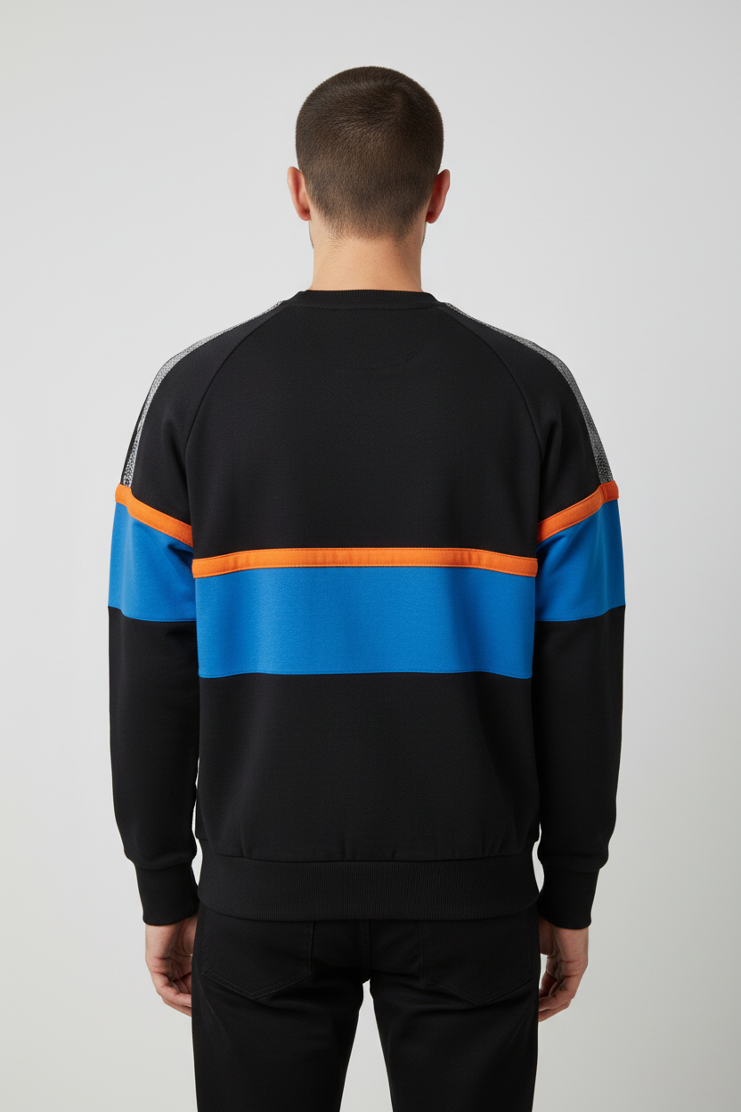 Puma Herren Sweatshirt Schwarz Blau Orange Größe S