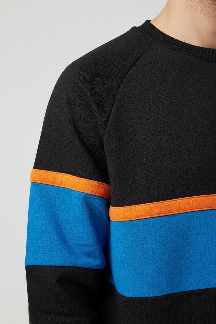 Puma Herren Sweatshirt Schwarz Blau Orange Größe S