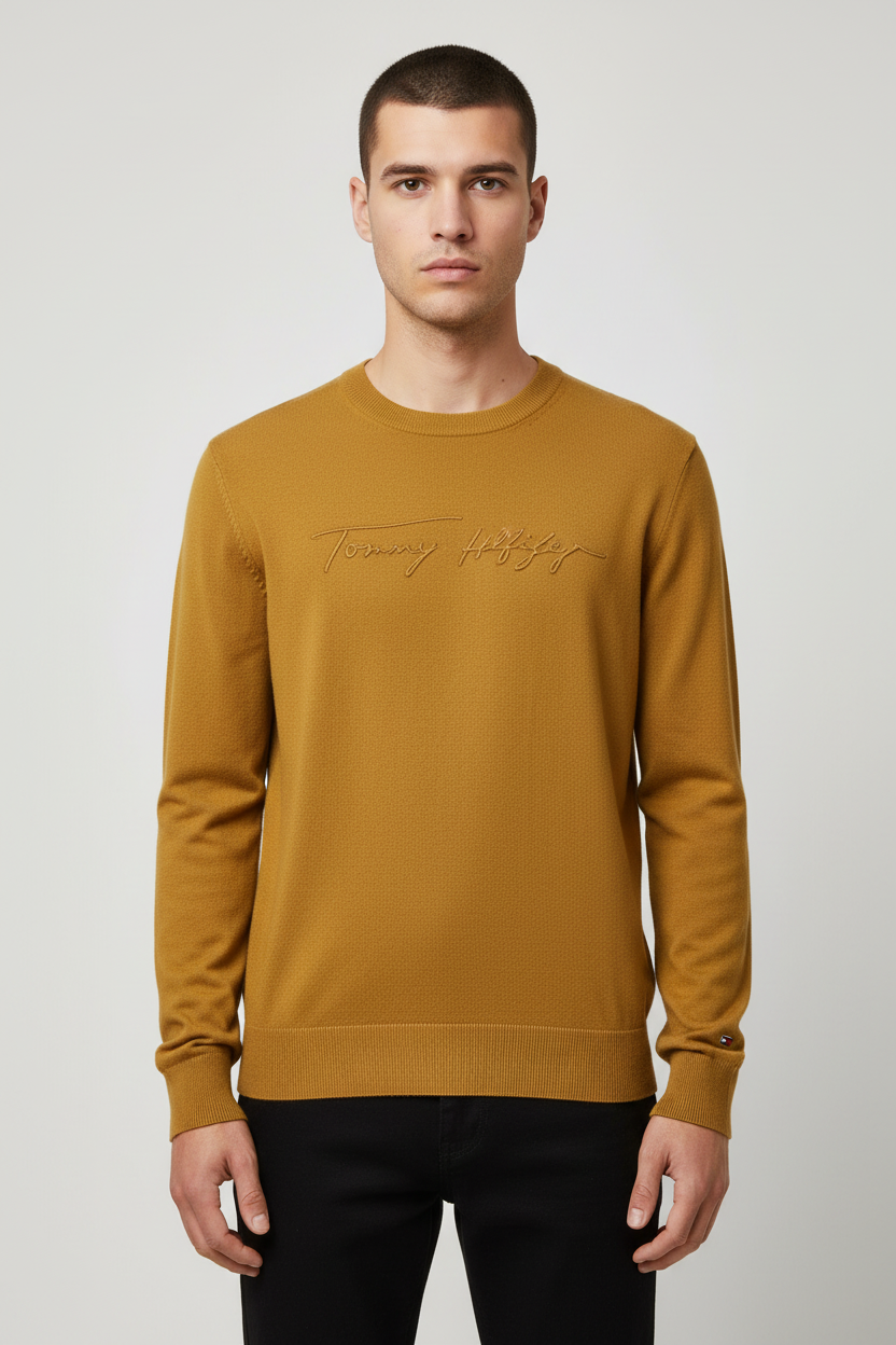 Tommy Hilfiger Herren Strickpullover Gelb Größe L