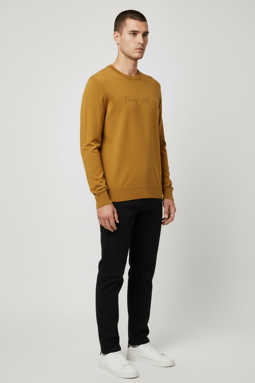 Tommy Hilfiger Herren Strickpullover Gelb Größe L