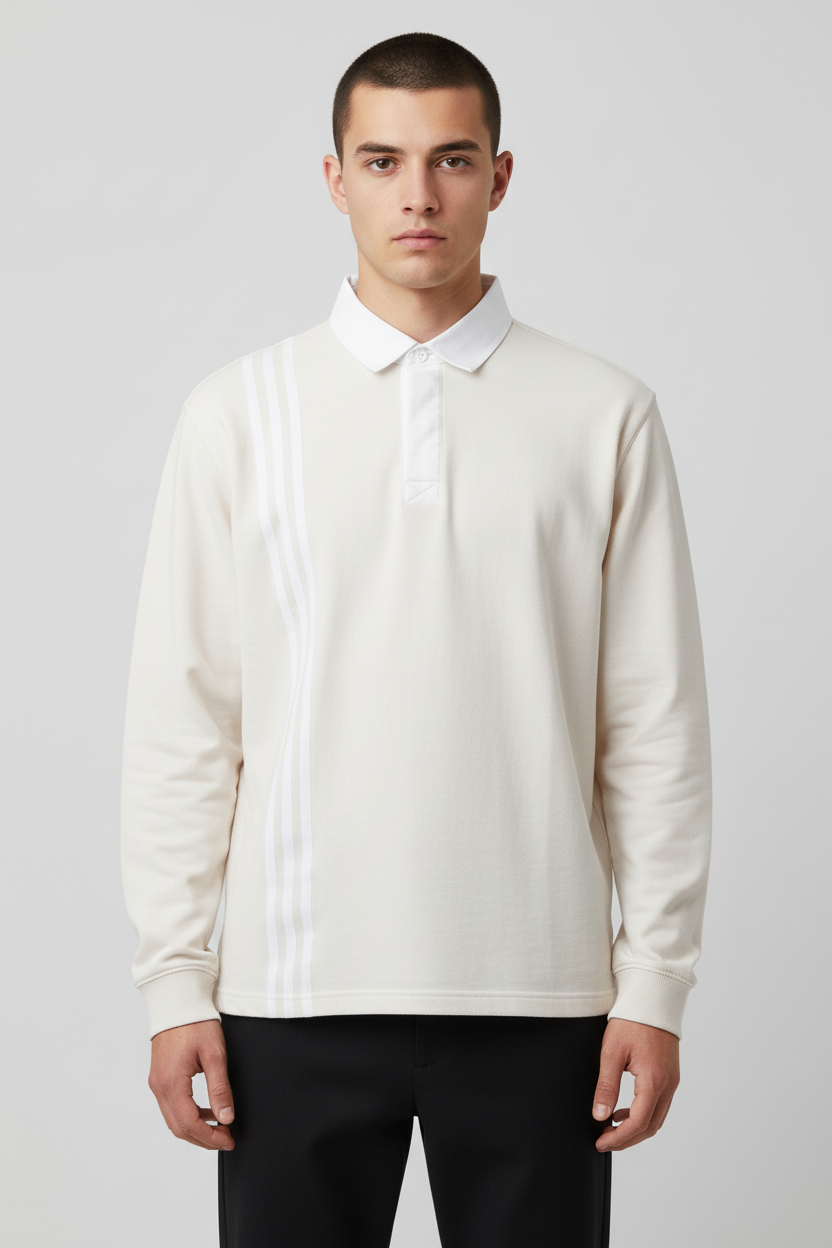 Adidas Originals Herren Rugby Shirt Beige Weiß Größe L