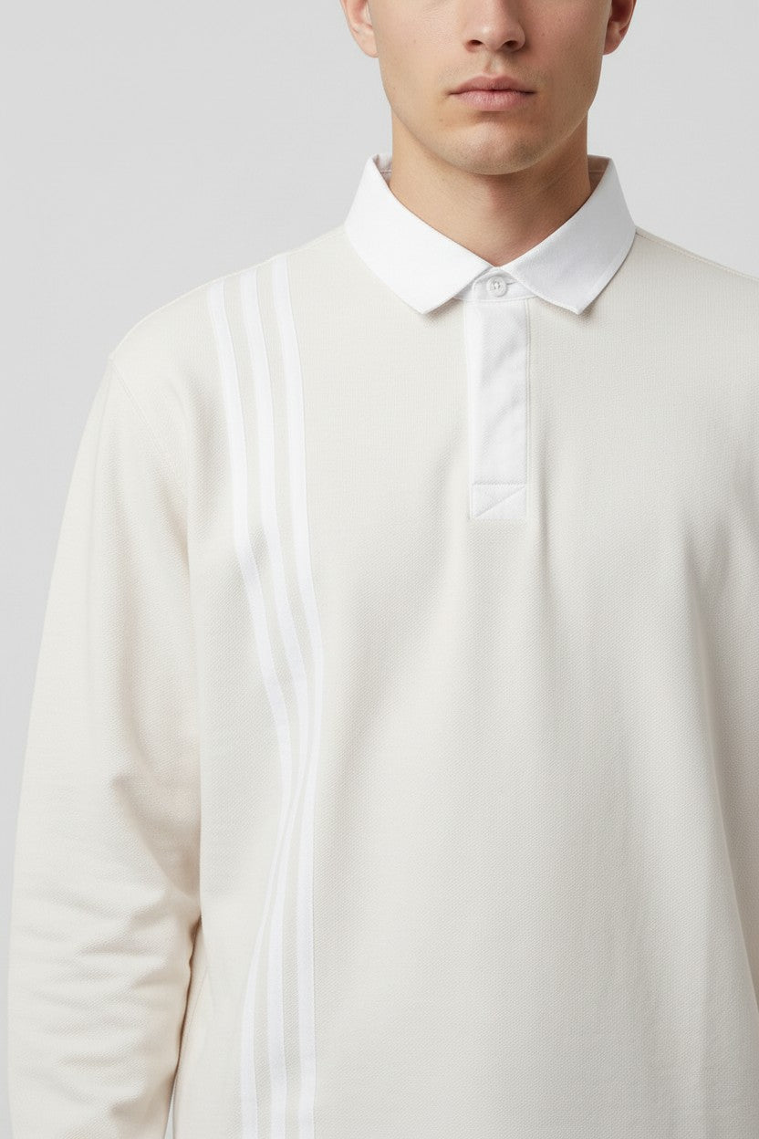Adidas Originals Herren Rugby Shirt Beige Weiß Größe L