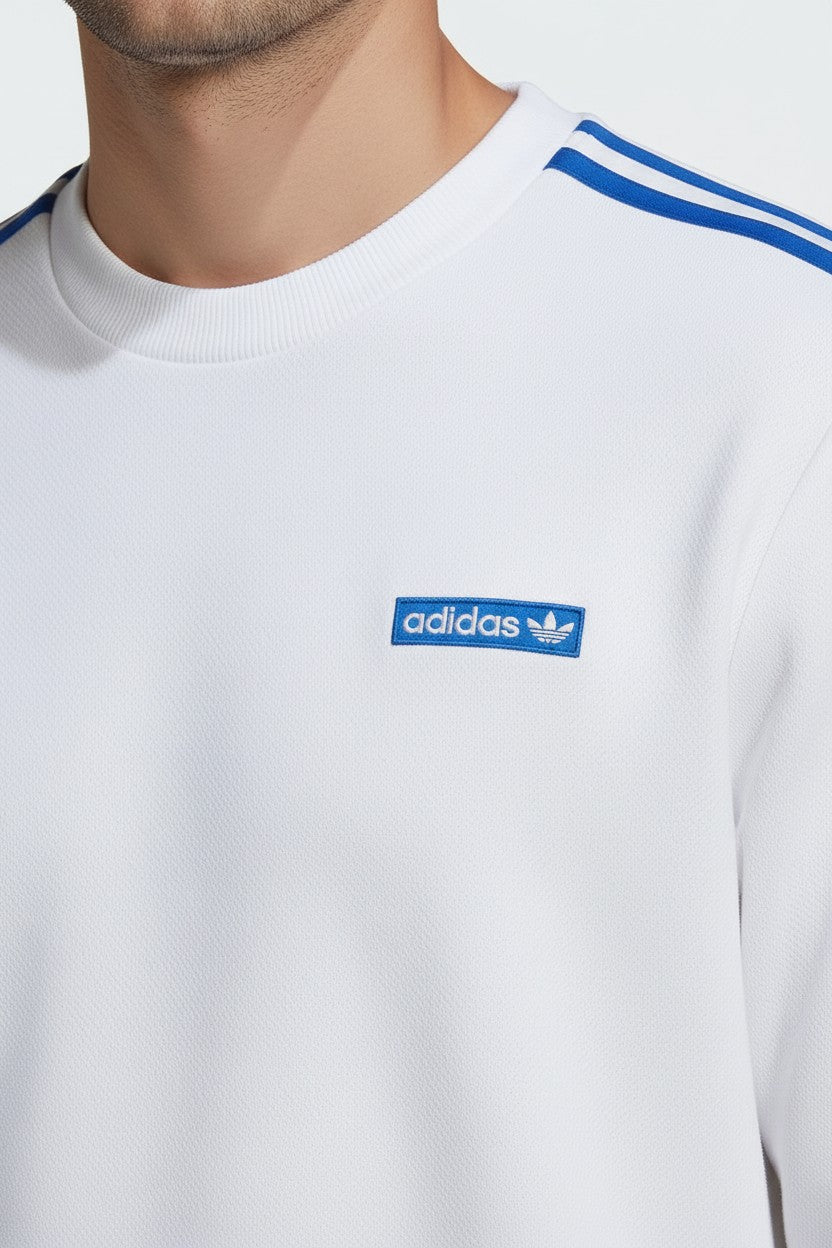 Adidas Originals Herren Sweatshirt Weiß Blau Größe M