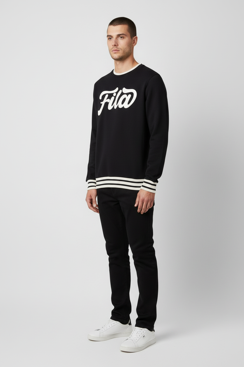 Fila Herren Sweatshirt Schwarz Weiß Größe XXL