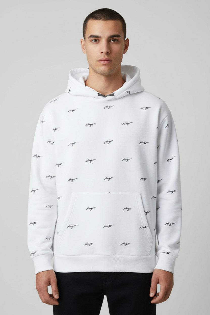 Hugo Boss Herren Kapuzenpullover Weiß Schwarz Größe L
