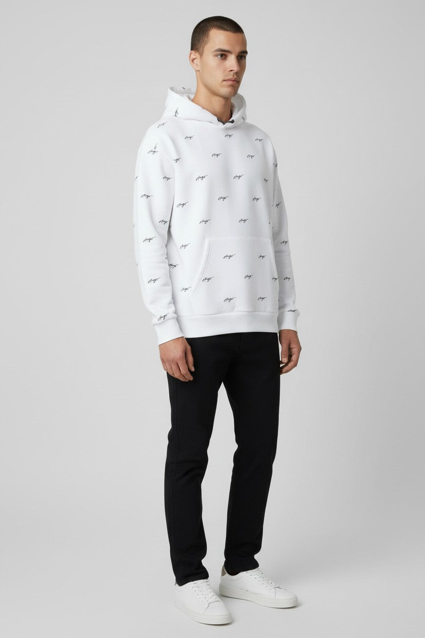 Hugo Boss Herren Kapuzenpullover Weiß Schwarz Größe L