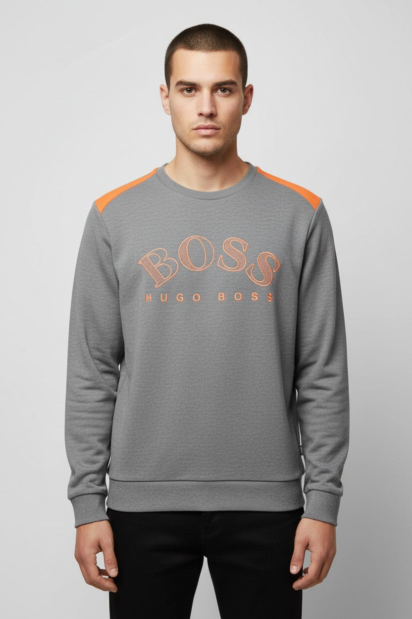 Hugo Boss Herren Sweatshirt Grau Orange Größe XL