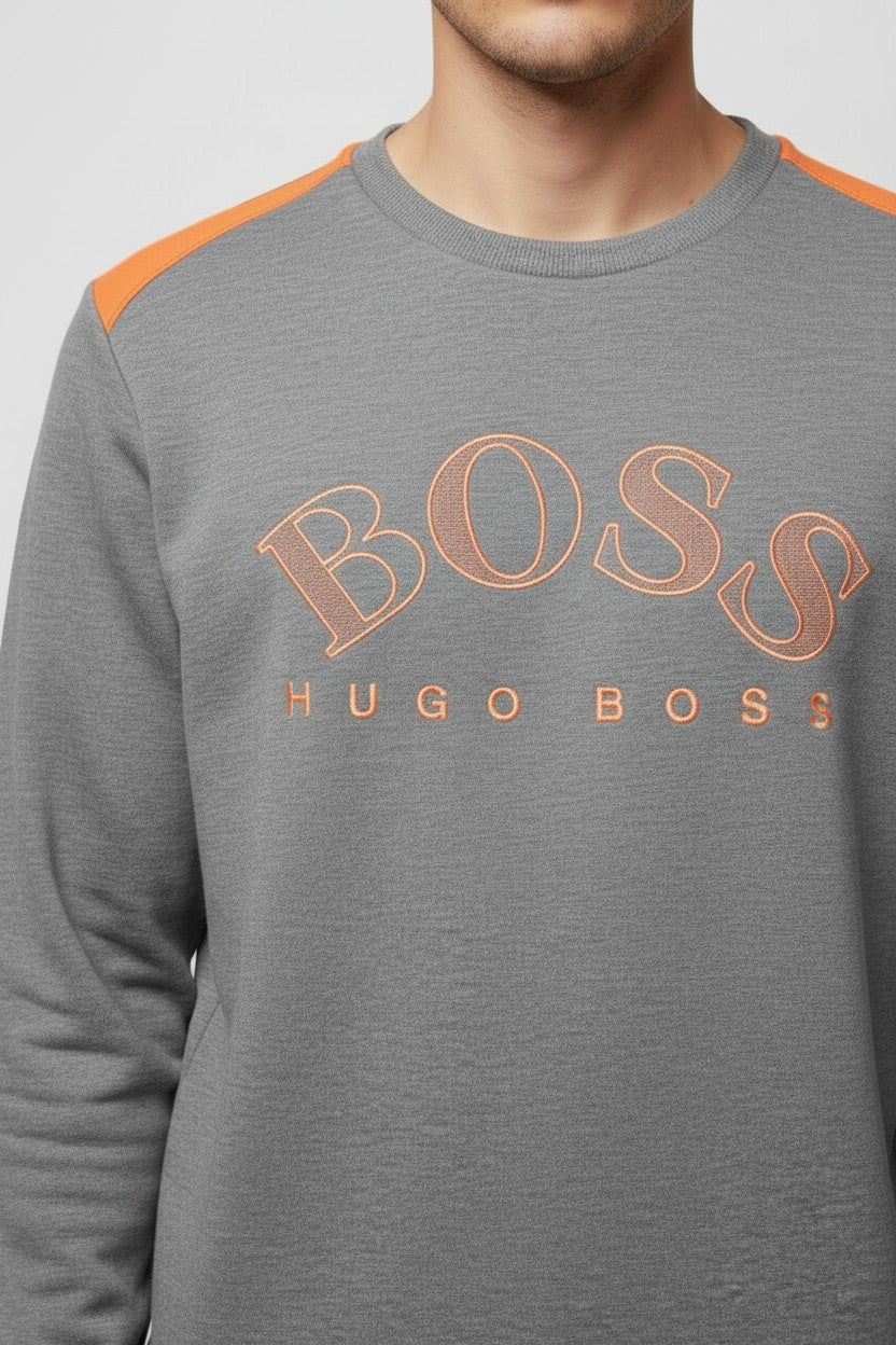 Hugo Boss Herren Sweatshirt Grau Orange Größe XL