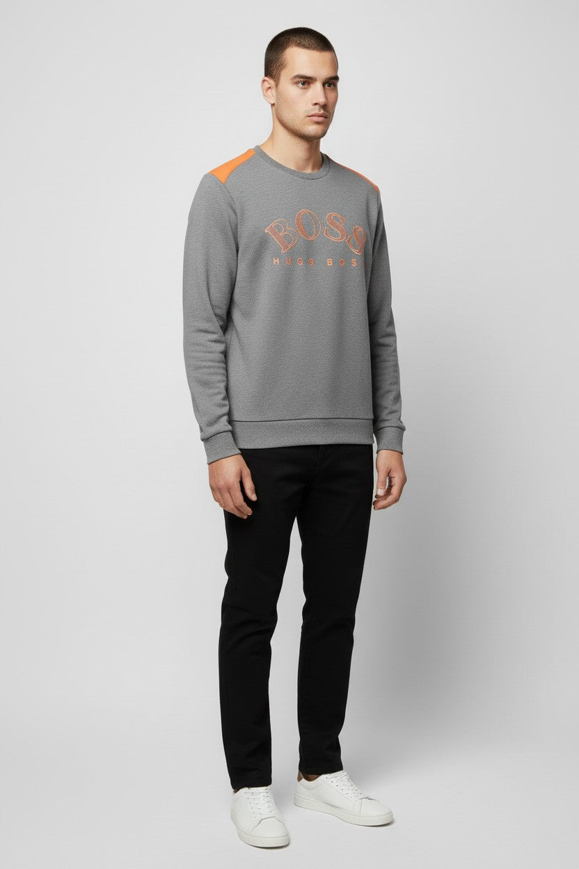 Hugo Boss Herren Sweatshirt Grau Orange Größe XL