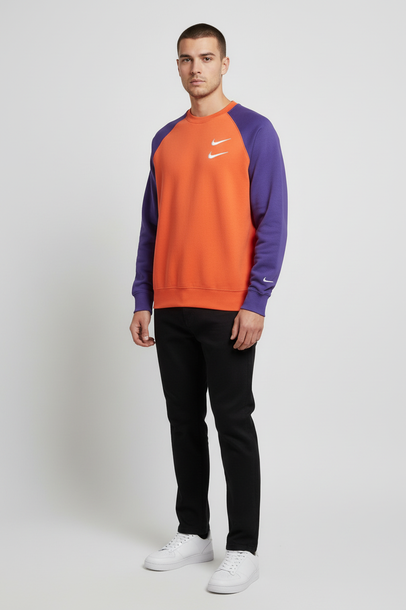 Nike Unisex Sweatshirt Orange Blau Größe S