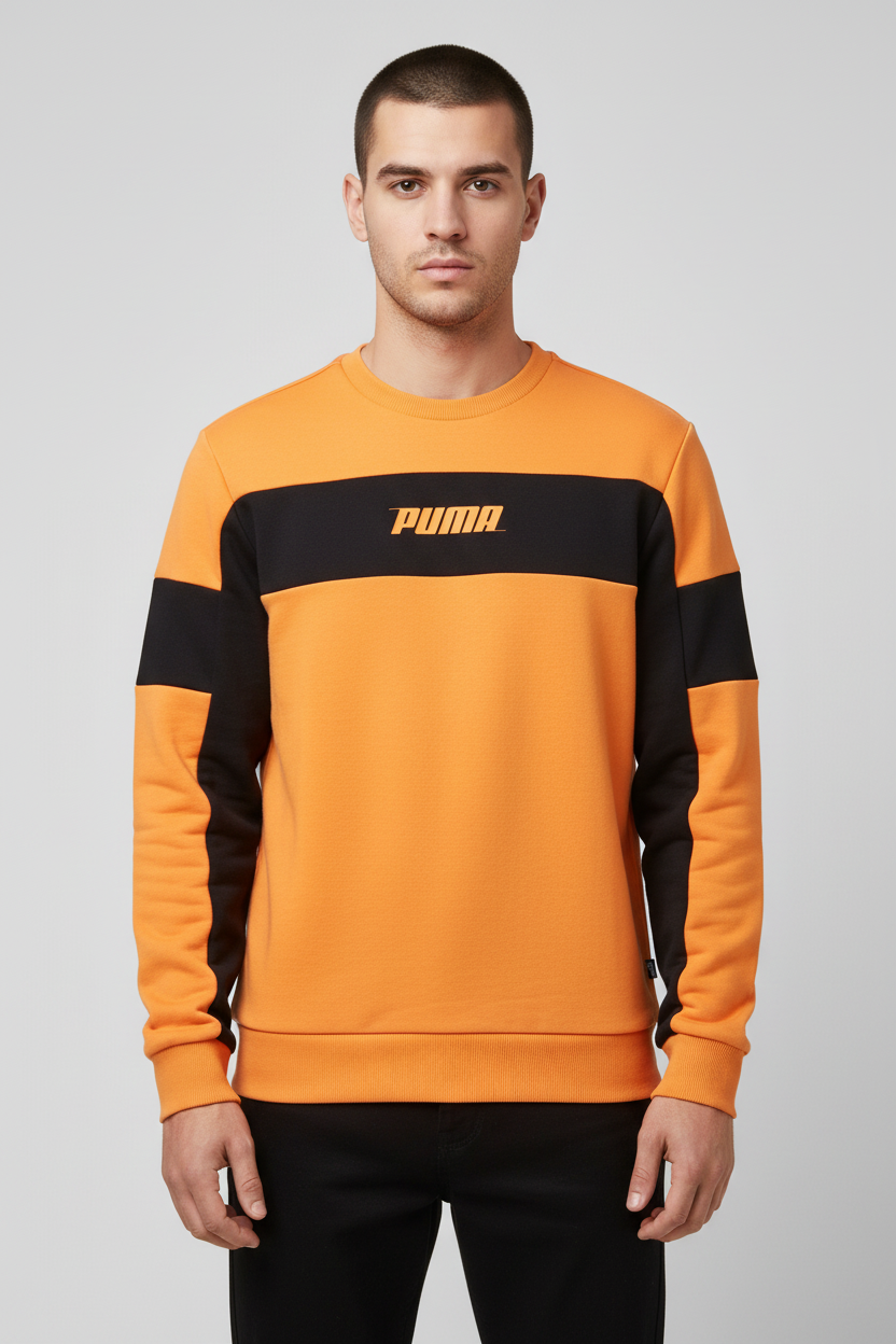 Puma Herren Sweatshirt Orange Schwarz Größe M