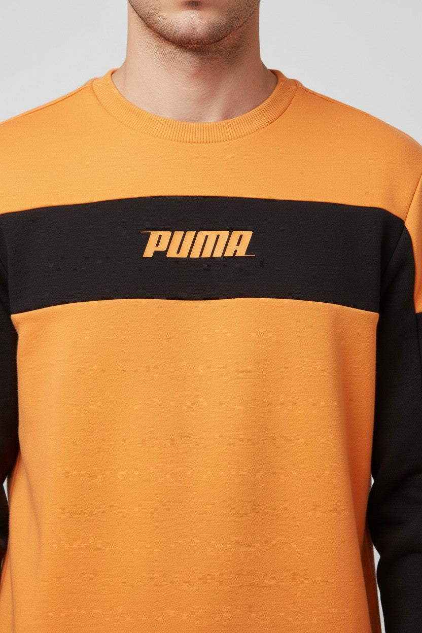 Puma Herren Sweatshirt Orange Schwarz Größe M