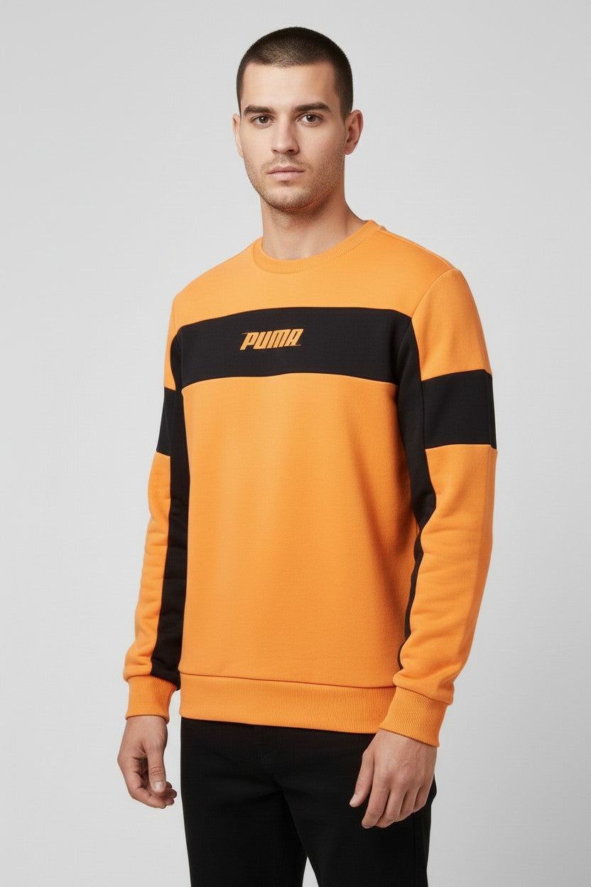 Puma Herren Sweatshirt Orange Schwarz Größe M