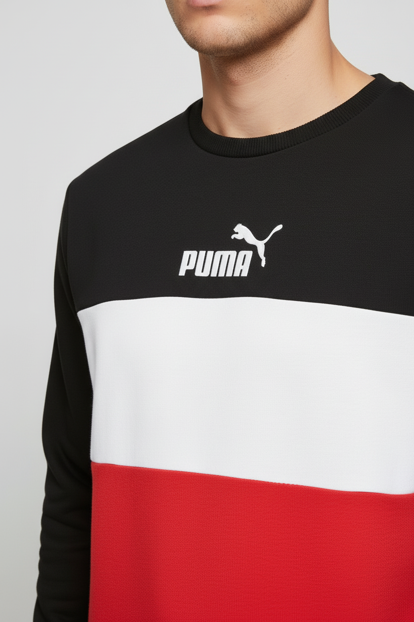 Puma Herren Sweatshirt Schwarz Weiß Rot Größe M