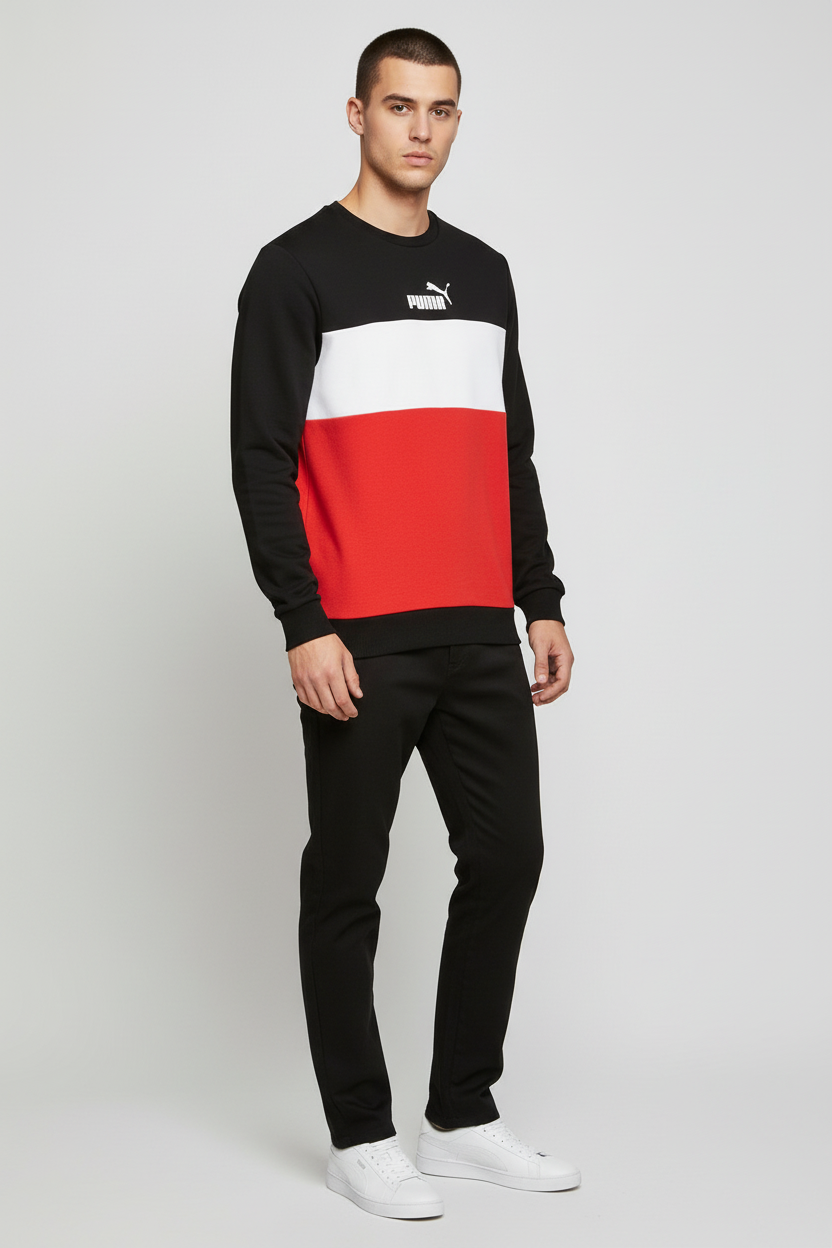 Puma Herren Sweatshirt Schwarz Weiß Rot Größe M