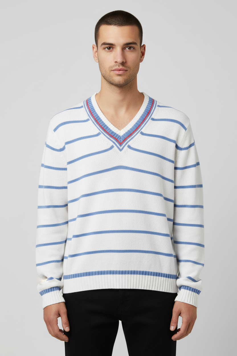 Tommy Hilfiger Herren Pullover Blau Weiß Größe L