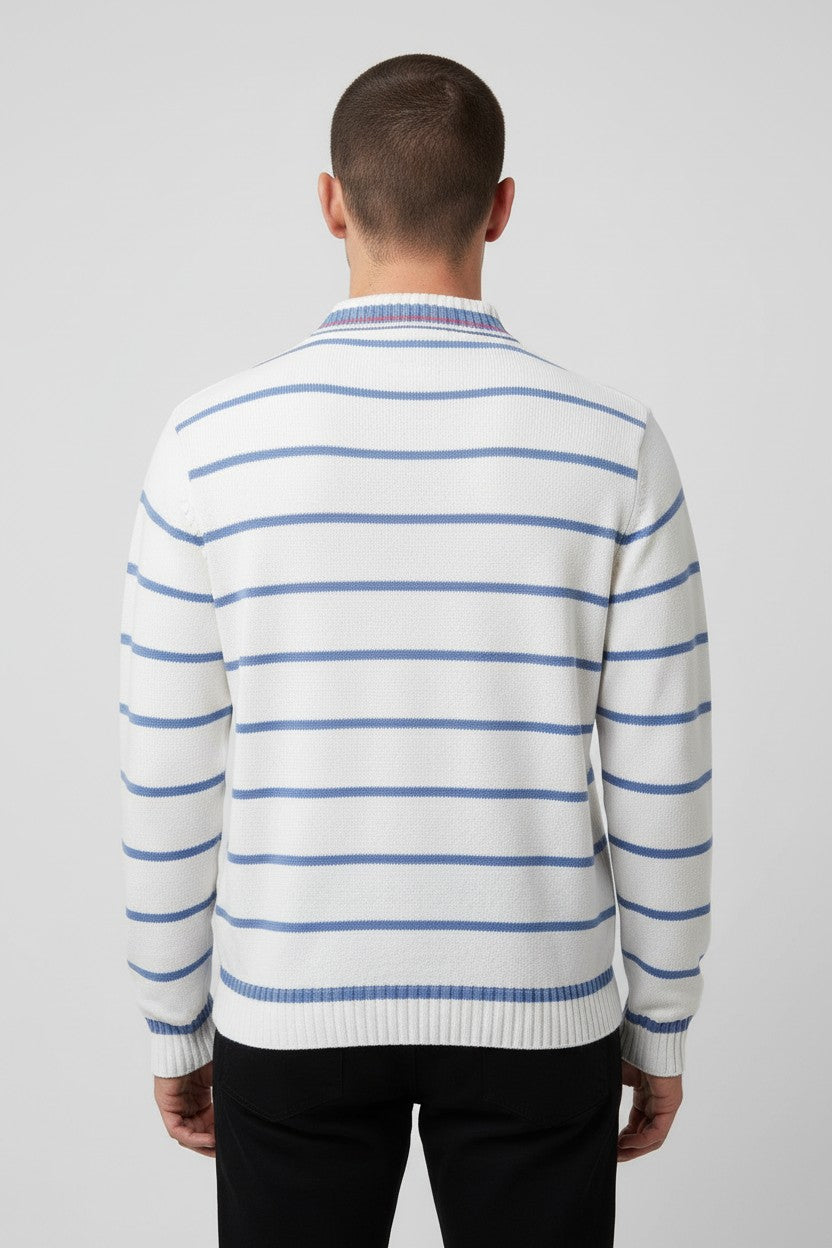 Tommy Hilfiger Herren Pullover Blau Weiß Größe L