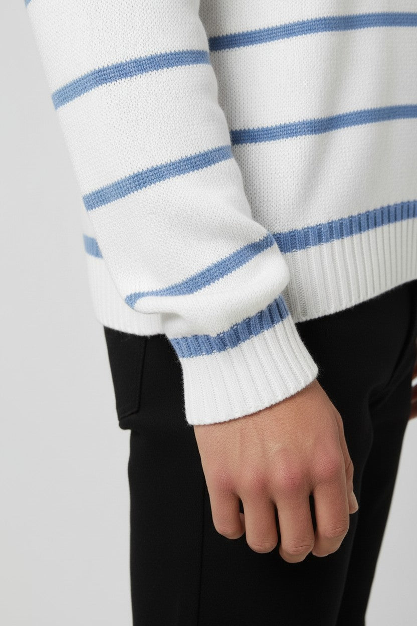 Tommy Hilfiger Herren Pullover Blau Weiß Größe L