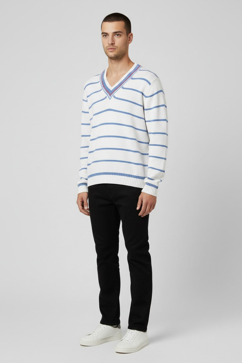 Tommy Hilfiger Herren Pullover Blau Weiß Größe L