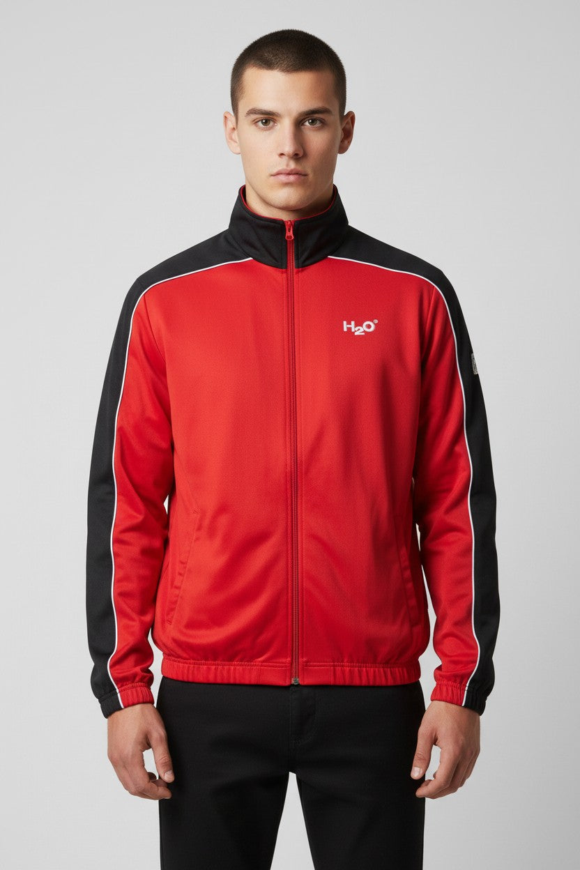H2O Herren Trainingsjacke Rot Schwarz Weiß Größe L