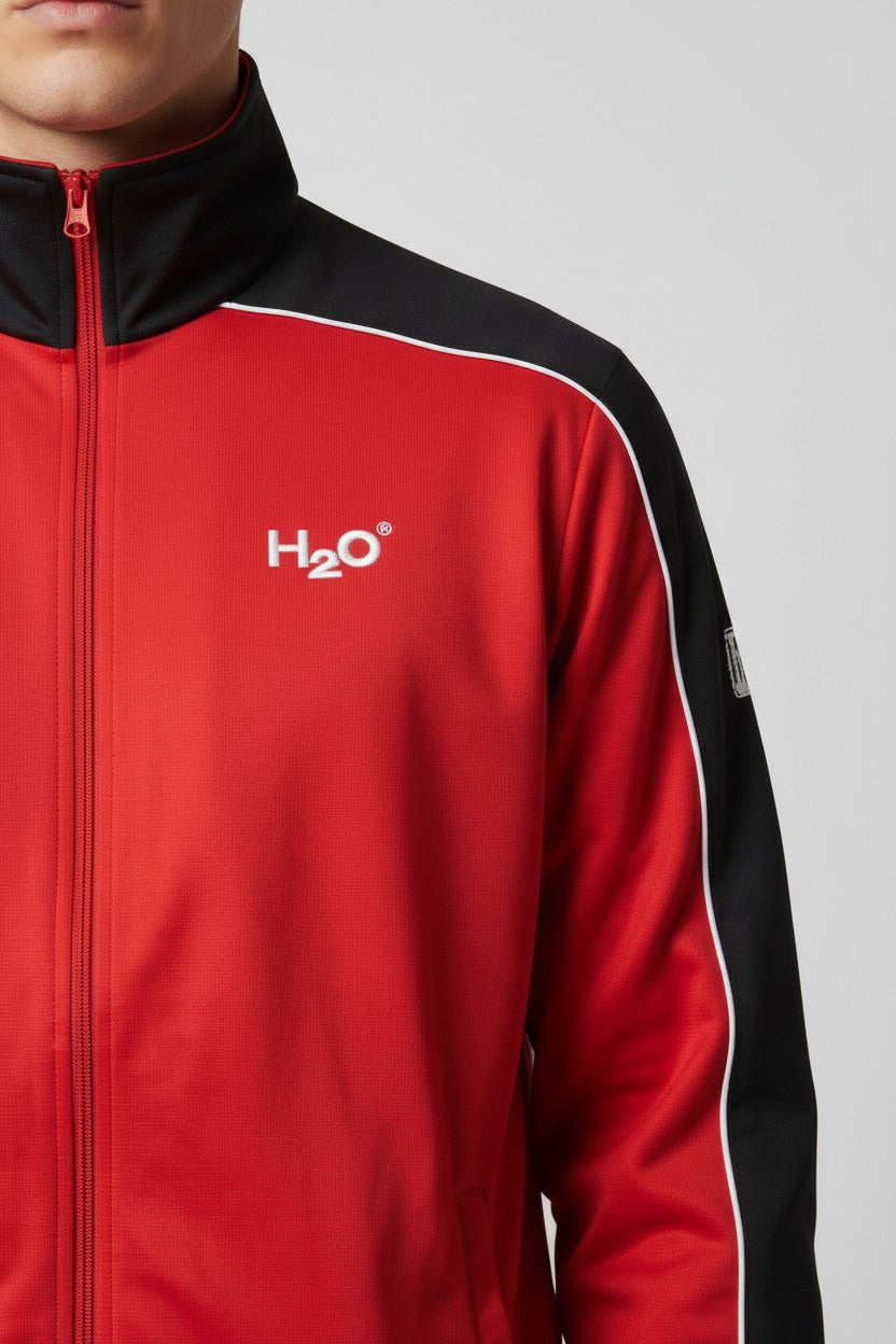 H2O Herren Trainingsjacke Rot Schwarz Weiß Größe L
