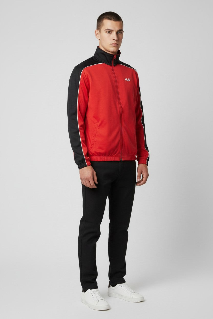 H2O Herren Trainingsjacke Rot Schwarz Weiß Größe L