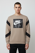 Nike Air Herren Sweatshirt Beige Schwarz Weiß Größe M