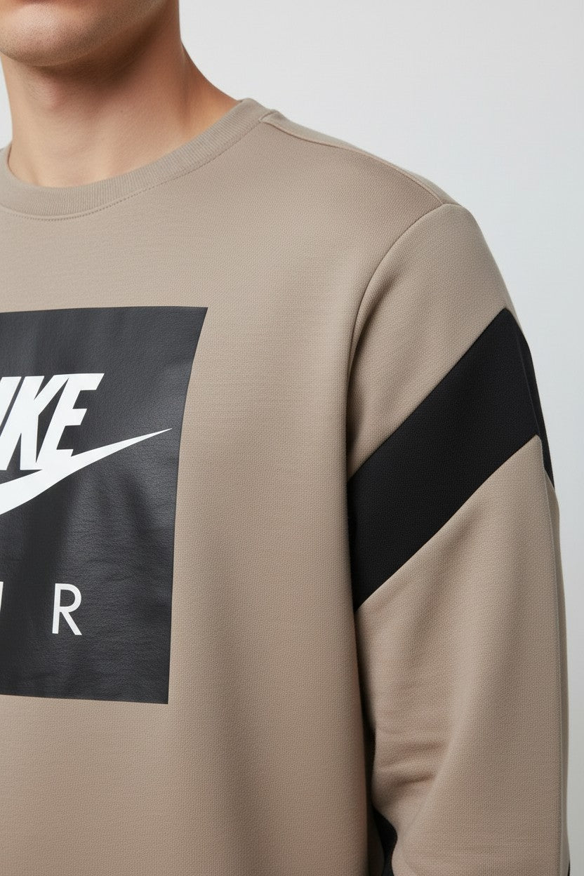 Nike Air Herren Sweatshirt Beige Schwarz Weiß Größe M