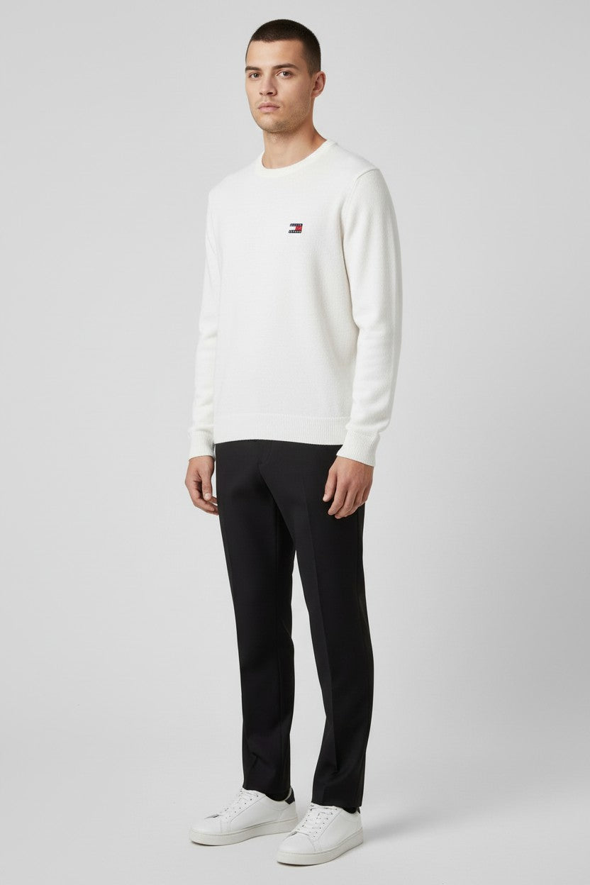 Tommy Hilfiger Jeans Herren Strickpullover Weiß Größe L