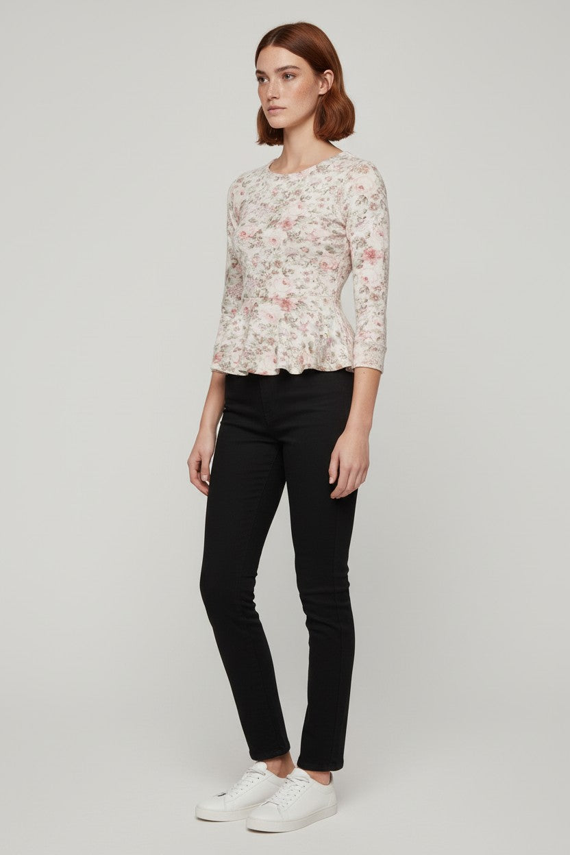 Bik Bok Damen Peplum Top Weiß Mehrfarbig Größe M